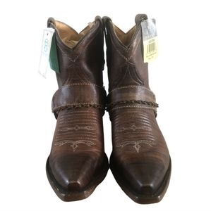 Roper Selah Brown Leather Western Heeled Ankle Cowboy Boots 7.5